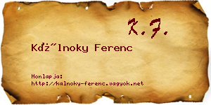 Kálnoky Ferenc névjegykártya